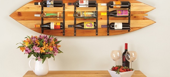 surfboard wall wine rack