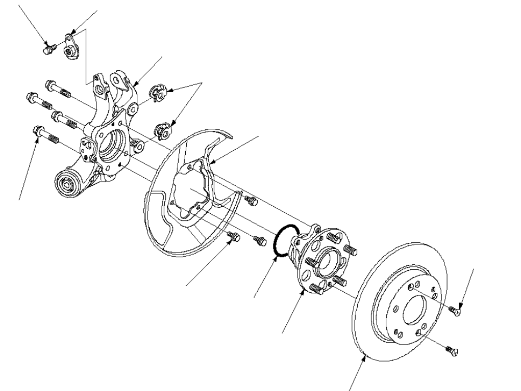 Exploded view of Honda/Acura rear hub (this is a Fit, but RDX is similar)
