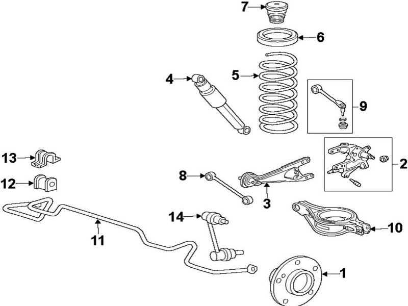 Acura MDX rear suspension diagram