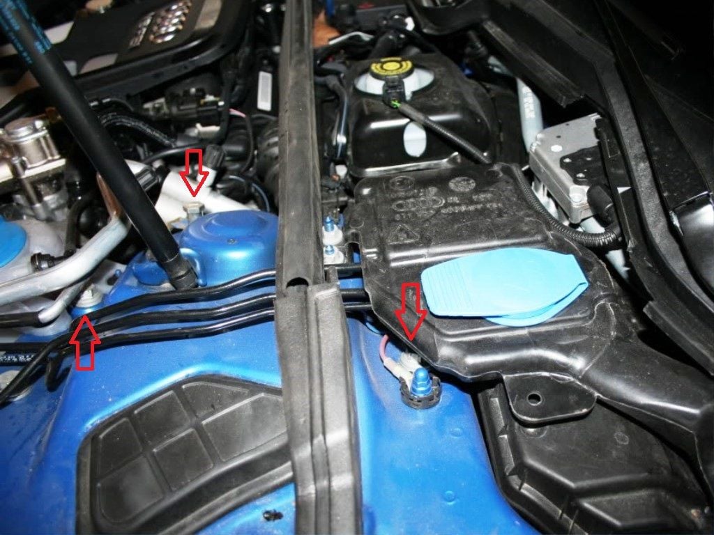 Location of 4 strut hat bolts, driver side
