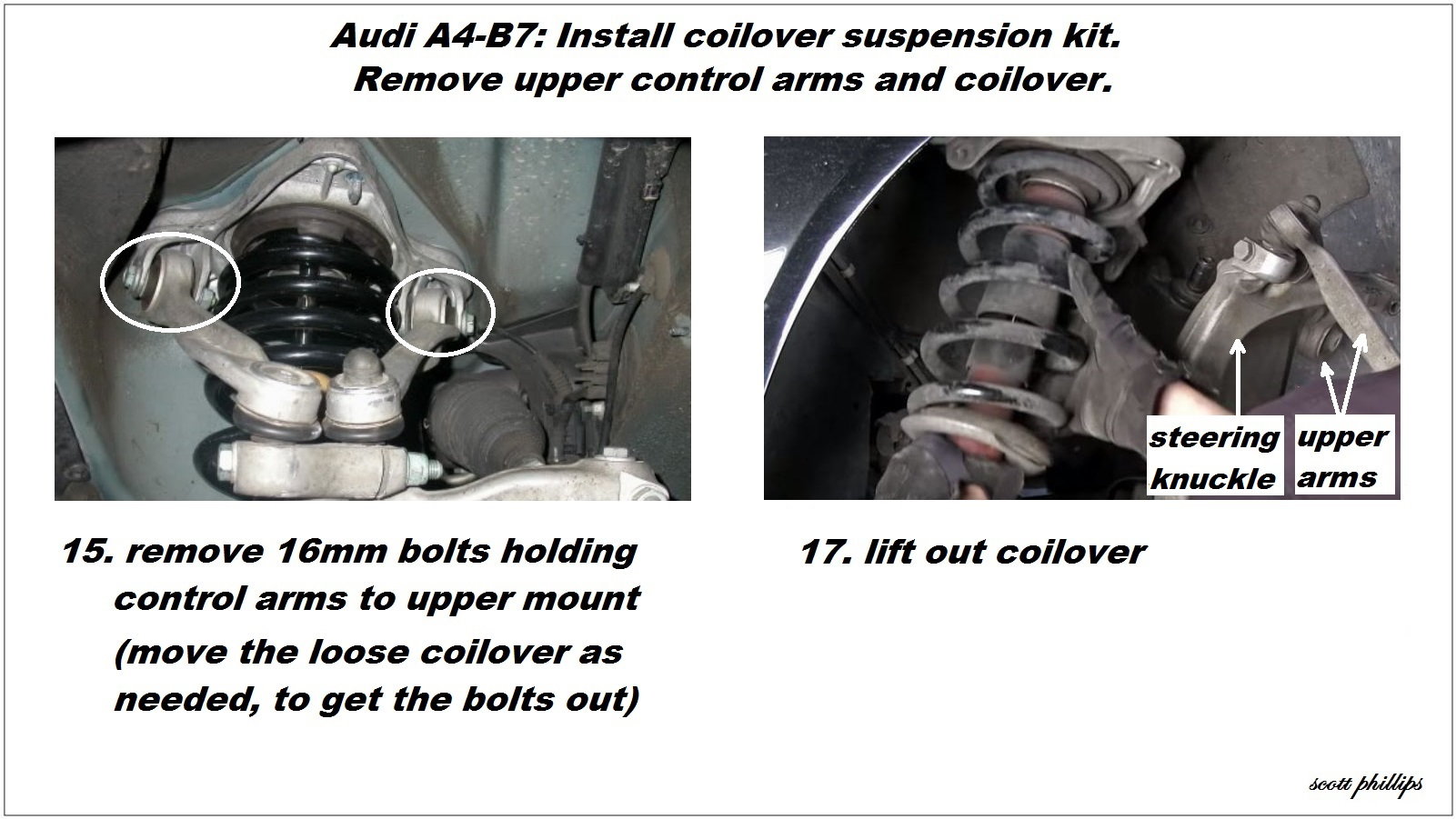 Remove upper arms and coilover