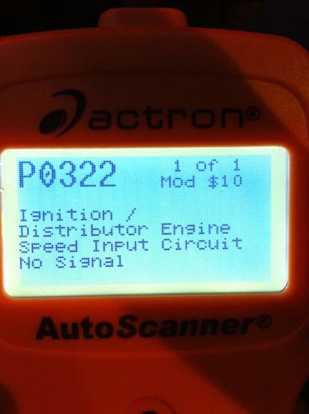 OBD-II scanner showing fault code
