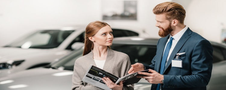 talking to car salesperson