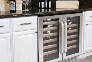 kitchen with a built-in wine cooler