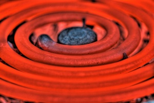 A close up on an electric coil.