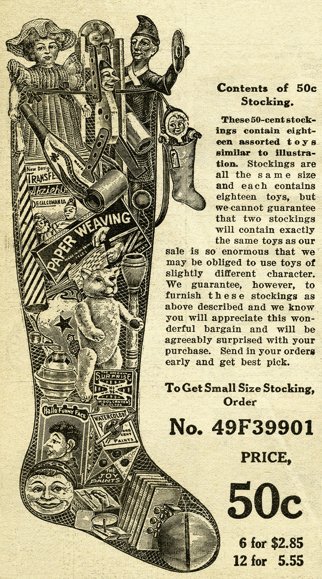 Victorian ad for Christmas stoking