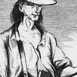 charcoal drawing of Johnny Appleseed
