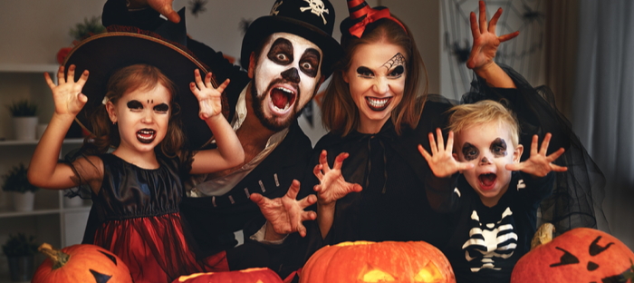 Costumed Halloween family