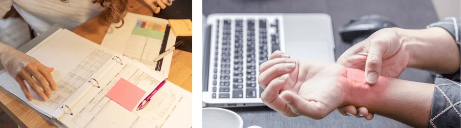A secretary with carpal tunnel syndrome