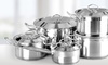 set of silver cooking pots in varying sizes