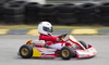 a person in a red go kart