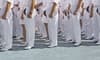 Rows of recruits wearing Navy whites