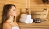 A woman in a sauna.