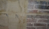 brick wall with dried mortar on it