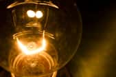 close up of a dimly lit light bulb