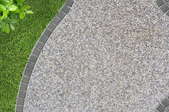 aggregate concrete patio or path in lawn