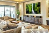 luxury living room with large TV