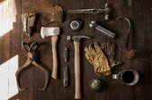 tools against a wood background