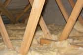 Attic beams and insulation.