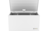 a white chest freezer with the lid open