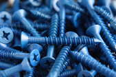 Pile of blue self-tapping screws