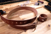 Leather belt on worktable