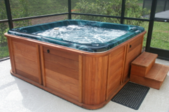 Hot tub inside a screened room