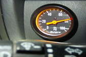 The oil pressure gauge reads high in a Jeep.
