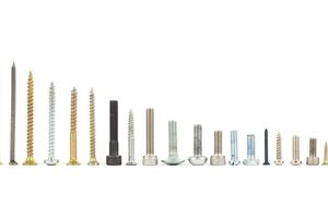 Different fasteners on a white background.