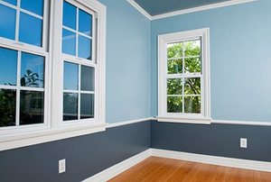 Freshly painted room with three tone pattern.