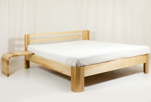 Wood bed frame with mattress