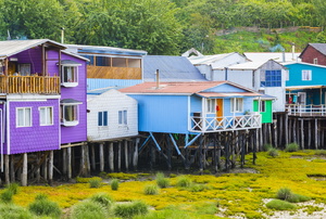 A row of stilt houses.