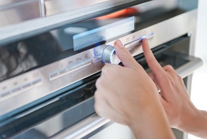 A high-tech oven in a kitchen.