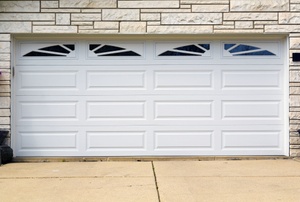 A modern white garage door.