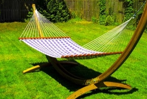 hammock on stand in yard