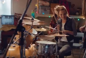 A drum set.