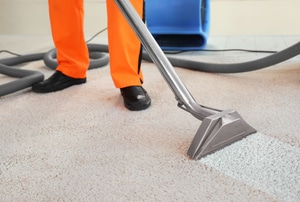 person cleaning a carpet