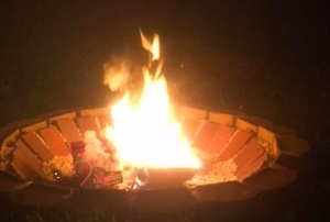 fire in backyard fire pit