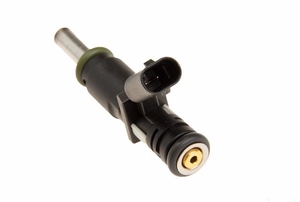 An isolated fuel injector on a white background.