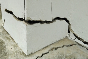 home foundation with large crack