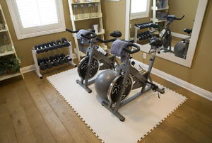 exercise equipment in a home gym