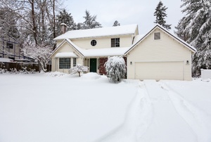 A snow covered home