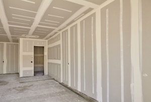 Room with drywall seams taped and mudded