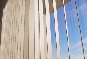 vertical blinds with blue sky in the background