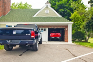A home with garage doors.