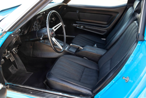 Inside front seats of a car