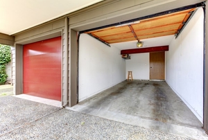 empty garage with door open