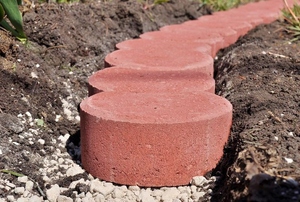 Red edging paver stones