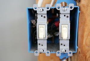two light switches in installation phase
