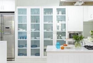 Tall cabinet with glass front